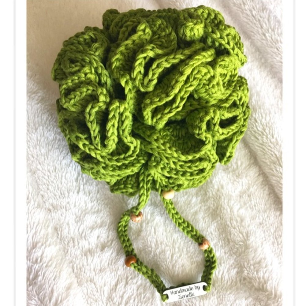 Hand Crafted Beaded Cotton Bamboo Snap Dragon Bath Pouf